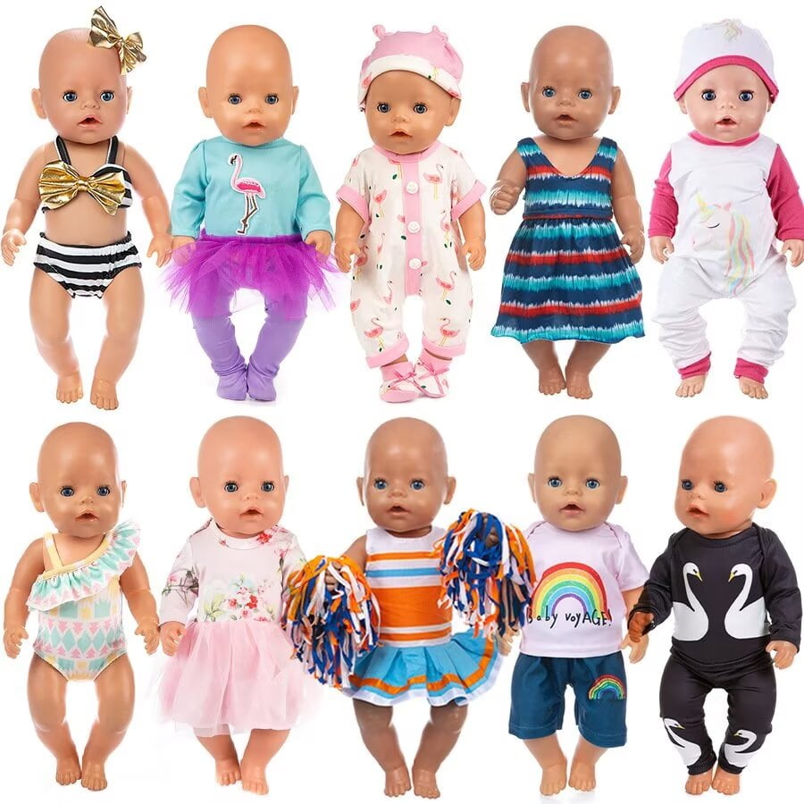 AlevRam 10 Sets 18 Inch Doll Clothes Set Doll T shirt Doll Pants Doll Dress Doll Swimsuits Doll Body