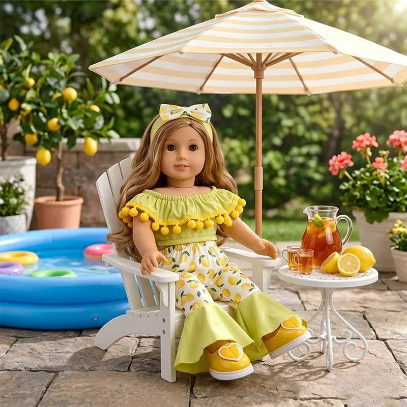 AlevRam 6 Sets 18 Inch Doll Clothes Flare Pants Fashion Outfit Random Colors Top Headband (Doll Not 