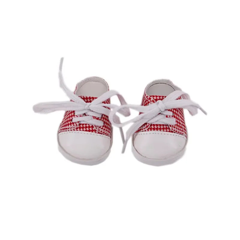 AlevRam 18 Inch Doll Clothes Red Cheerleading Outfit Set Top Skirt Pom Poms Socks Shoes (Doll Not In