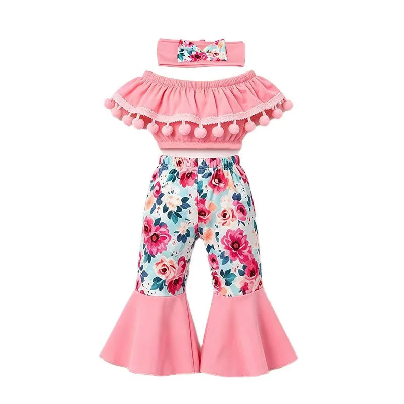 AlevRam 6 Sets 18 Inch Doll Clothes Flare Pants Fashion Outfit Random Colors Top Headband (Doll Not Included)