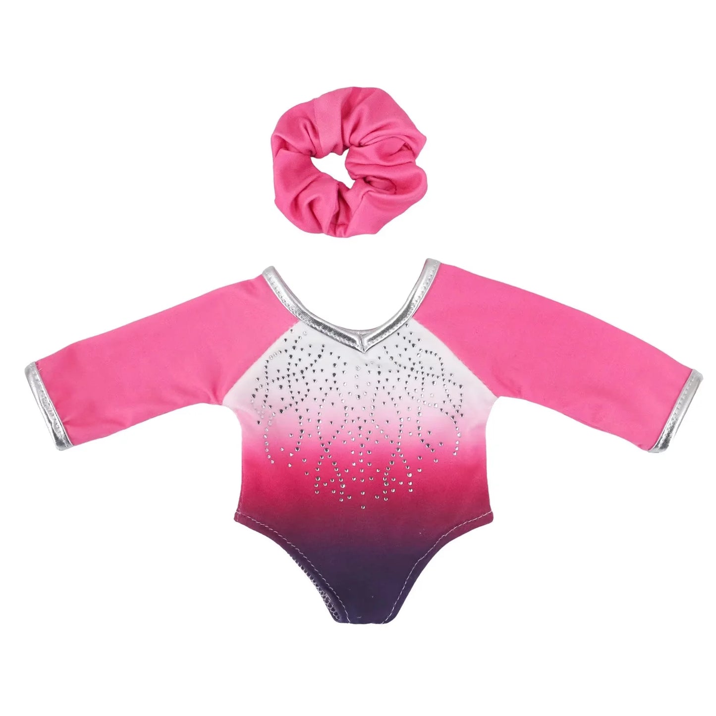 AlevRam 18 Inch Doll Clothes Pink Gymnastics Outfit 7pc Leotard Medal Ribbon Shoes Fits American Gir